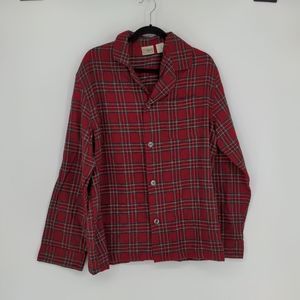 L.L. Bean Men's Red Tartan Plaid Flannel Size Large Button Front Long‎ Sleeve